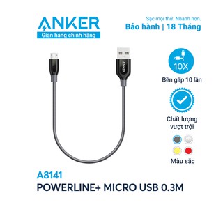 Cáp sạc ANKER PowerLine+ Micro USB dài 0.3m - A8141