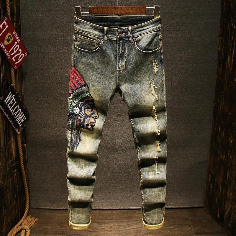 Quần Jeans Thêu Họa Tiết Thời Trang Cá Tính Cho Nam
