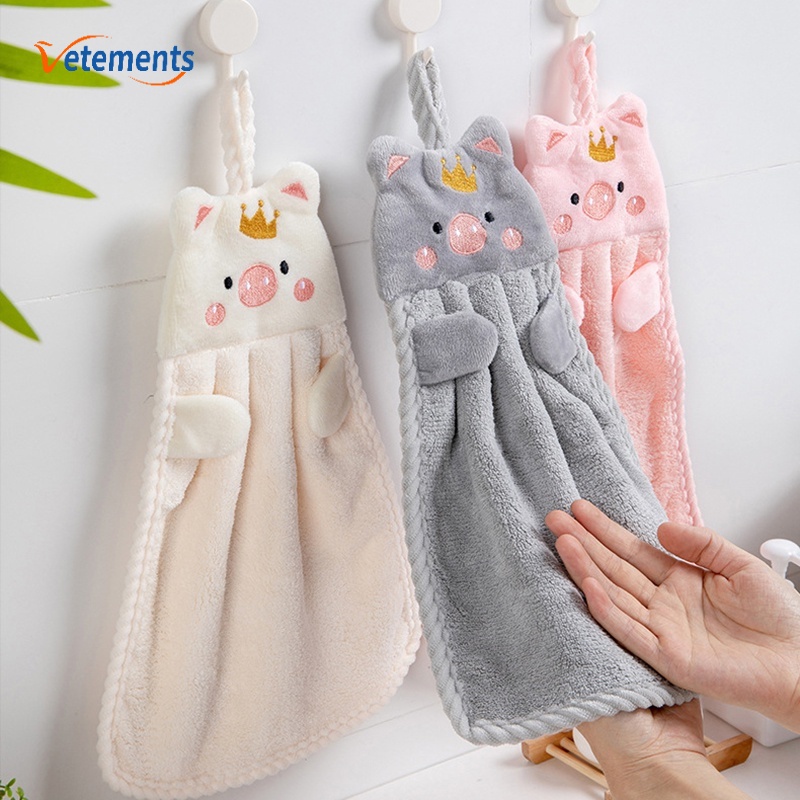 Khăn lau tay mềm mại họa tiết chú lợn đọi vưong miện kích thước 28x34cm