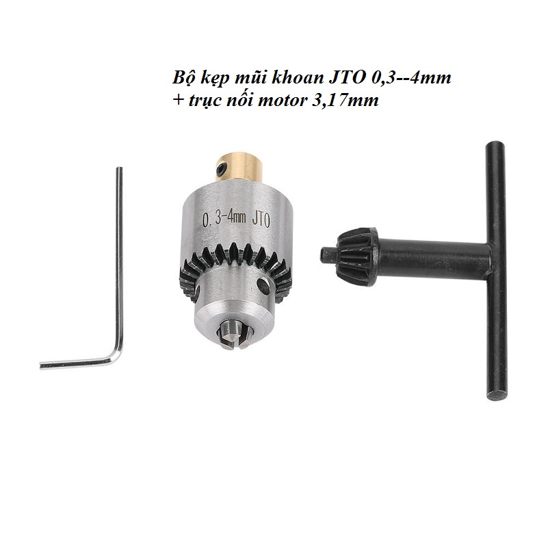Bộ Đầu Kẹp Mũi Khoan JTO 0.3-4mm Kích Thước Trục nối 3.17mm Chuyên Dụng