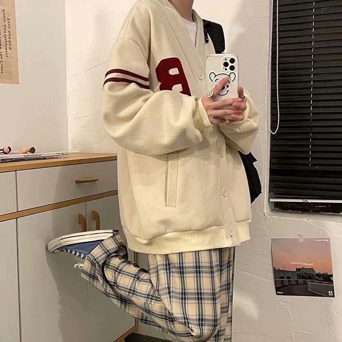 Áo Khoác Cardigan Unisex❤️Áo Cardigan Họa Tiết Chữ R Chấm Bi form rộng Ulzzang Unisex Nam/Nữ (Ảnh thật/ có sẳn)