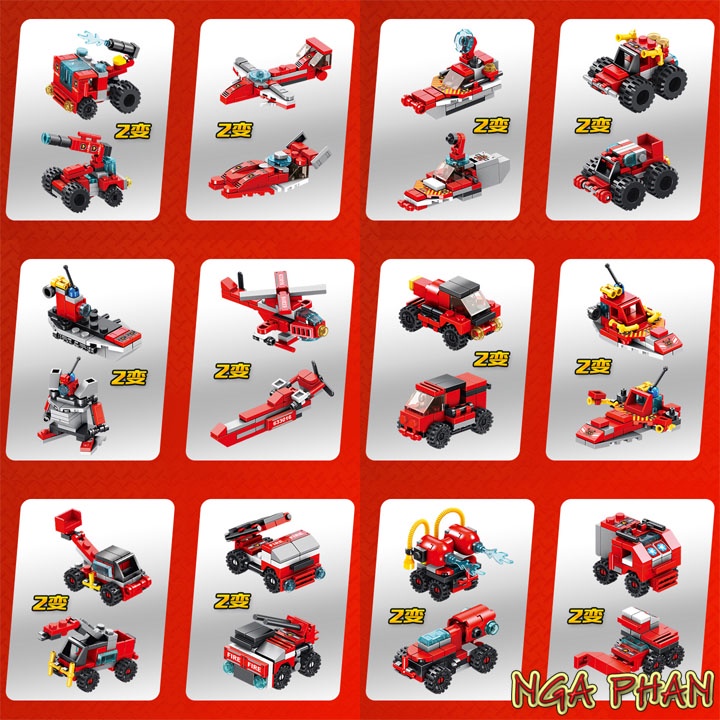 Siêu Xe Cứu Hỏa 561 Chi Tiết 12 Trong 1 Đồ Chơi Xếp Hình Lắp Ráp Lego Panlos