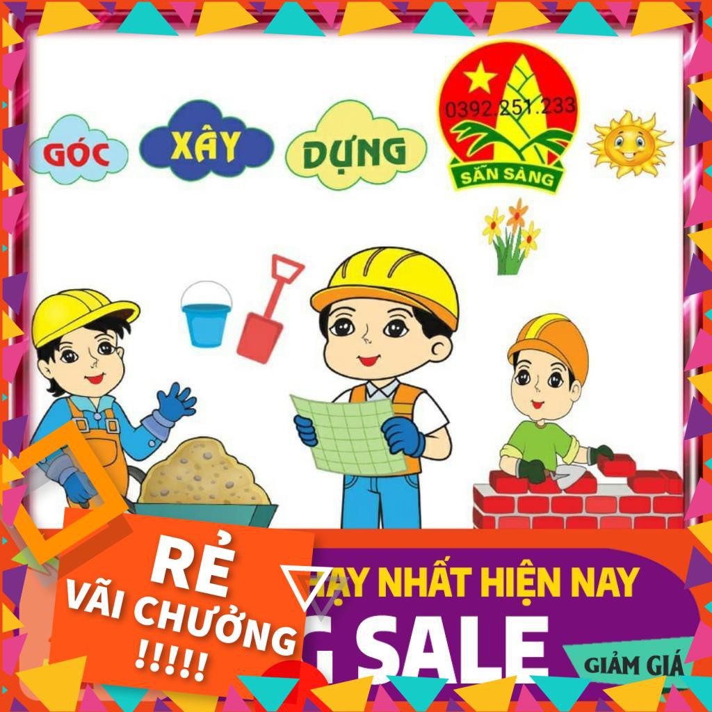 [BÁN CHẠY]  Tranh góc mầm non 9 chủ đề góc xây dựng góc nghề nghiệp nội trợ... [Xốp đẹp + Tặng Keo]