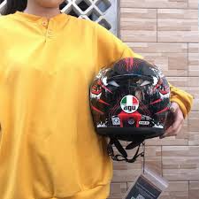 Mũ bảo hiểm fullface Agu tem sói màu đỏ cao cấp