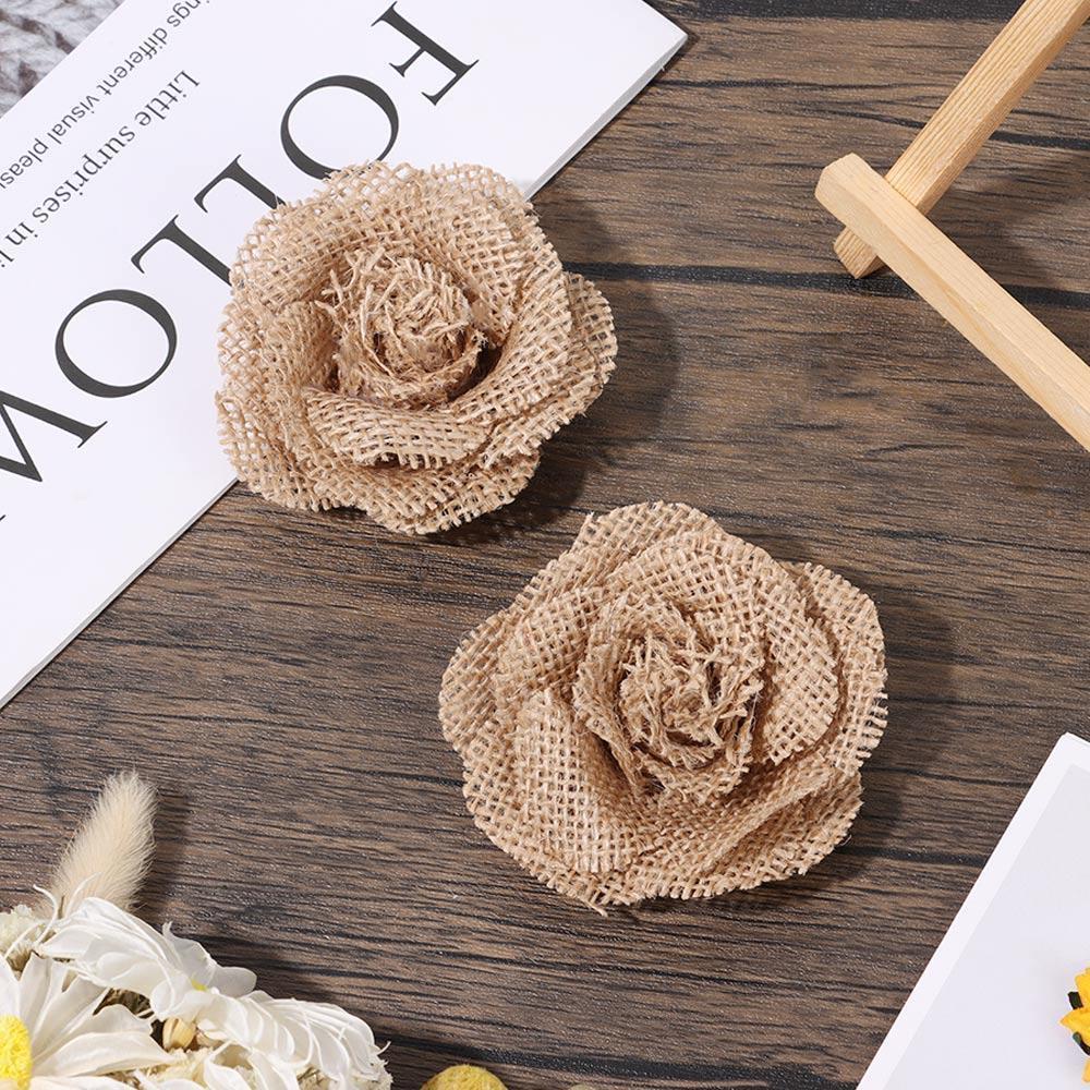 2 / 6 Hoa Hồng Handmade Bằng Vải Bố Thời Trang Kích Thước 9cm