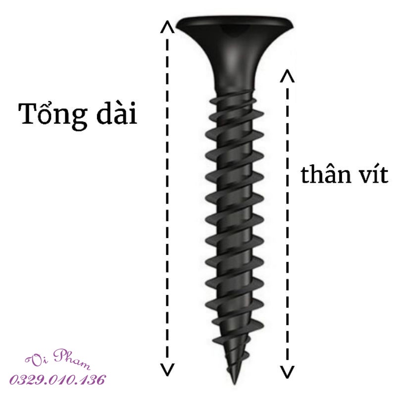 [Bịch 100g] Đinh vít đen dài 4.5cm bắn(bắt) thạch cao, đinh vít gỗ