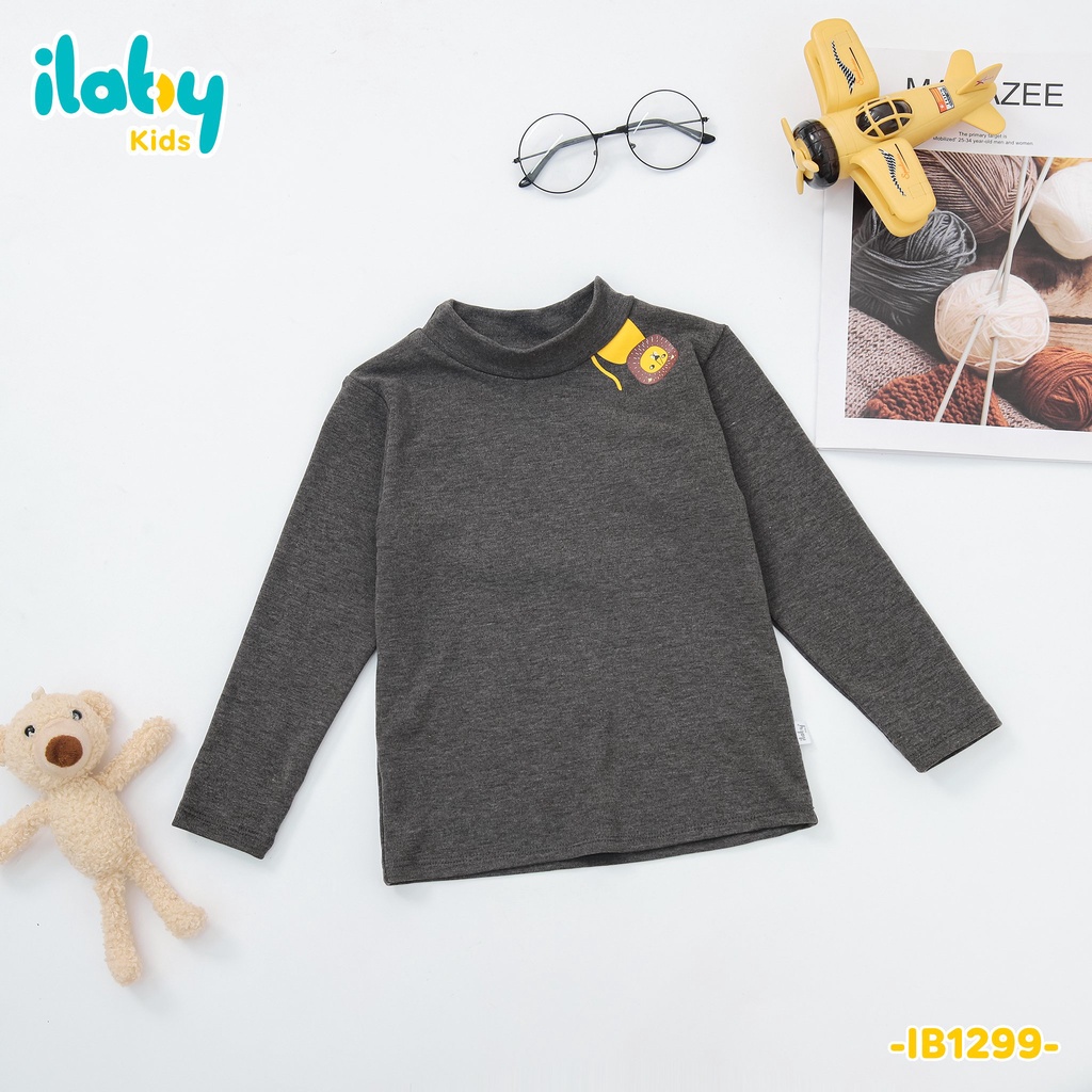 Áo giữ nhiệt bé trai ILABY in cổ chất liệu len tăm nhỏ lót lông mềm [20IG1299I2DL]