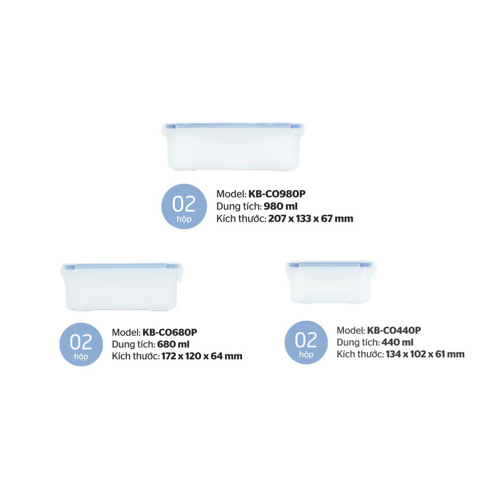 BỘ 6 HỘP BẢO QUẢN THỰC PHẨM NGĂN MÁT  SUNHOUSE BIOZONE BASIC KB-CO6P01