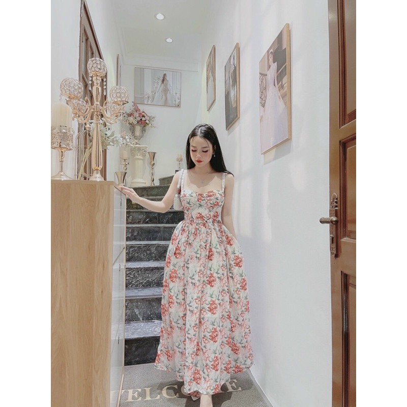 Váy maxi tơ hoa cao cấp