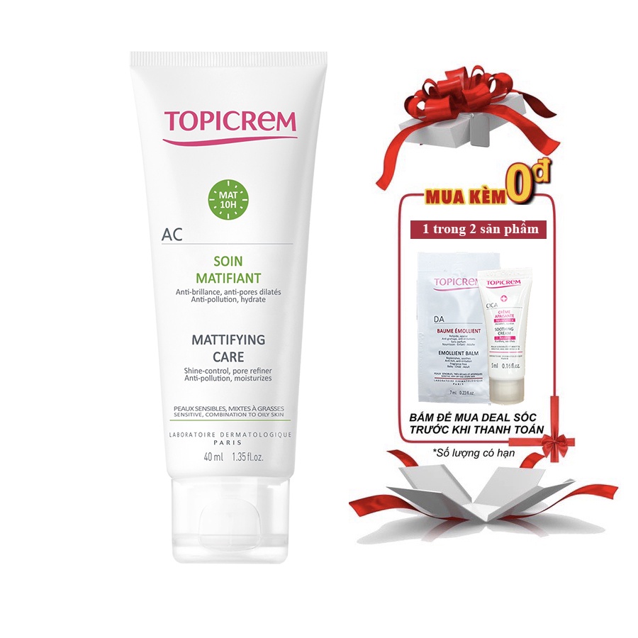 Kem dưỡng giữ ẩm, giảm bóng nhờn cho da nhờn mụn AC MATTIFYING CARE Topicrem 40ml