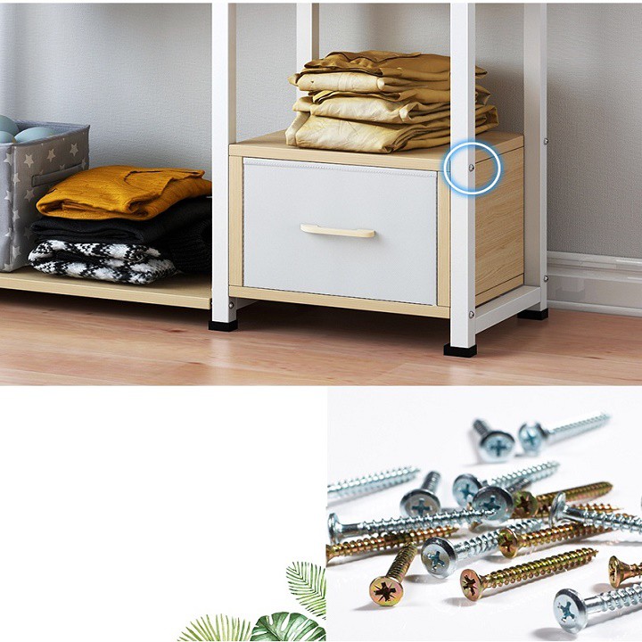 Tủ quần áo khung thép mặt gỗ ngang 90cm - Tủ treo quần áo cao cấp | BigBuy360 - bigbuy360.vn