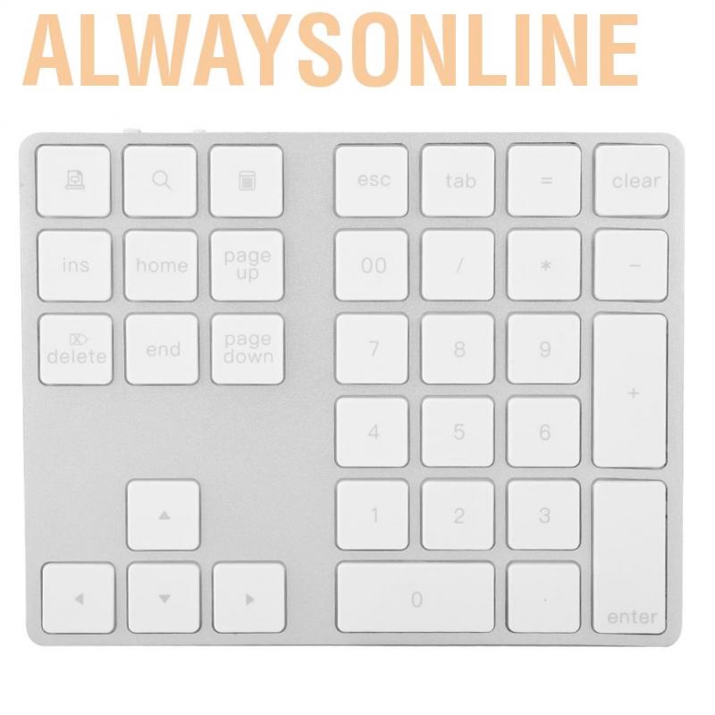 Alwaysonline BT308 34 Keys Mini Rechargeable Numpad Wireless Numeric Keypad Small Keyboard