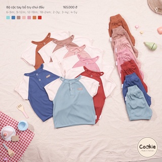 Quần áo bé trai và bé gái COOKIE bộ cộc tay cho bé chất vải cotton tăm lạnh mặc mùa hè, 8 màu, size 6 tháng đến 5 tuổi