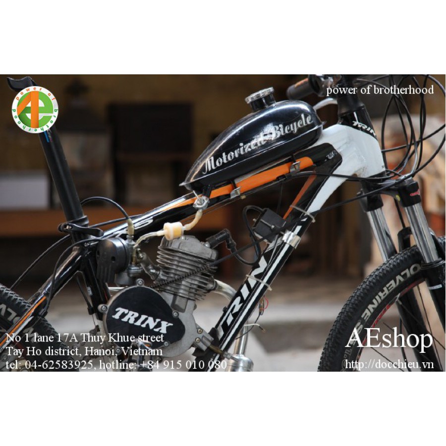 Động cơ gắn xe đạp chạy xăng, động cơ xăng 2 thì chế xe đạp 50cc