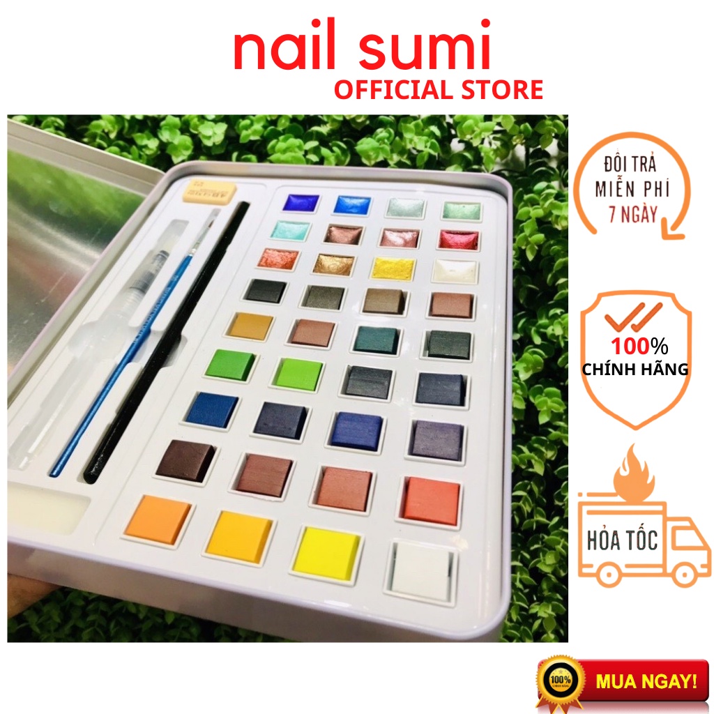 Sét màu nước 36 màu làm vân đá ,vẽ hoa, họa tiết móng tay