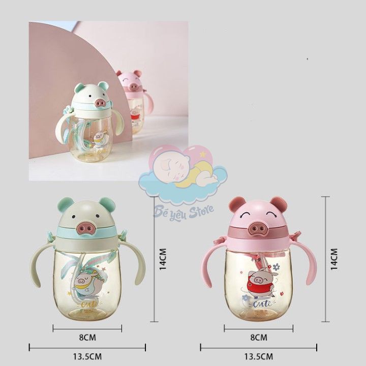 Bình tập uống nước cho bé, bình uống nước cho bé có ống hút rất tiện lợi