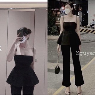 Set áo peplum + quần loe from dài