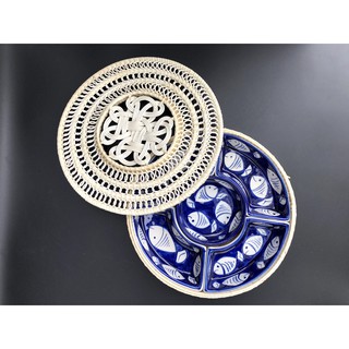 Khay sứ mây tre đan Bát Tràng, trang trí bày đồ ăn, mưt tết bánh kẹo cực kỳ đẹp mắt và sang chảnh