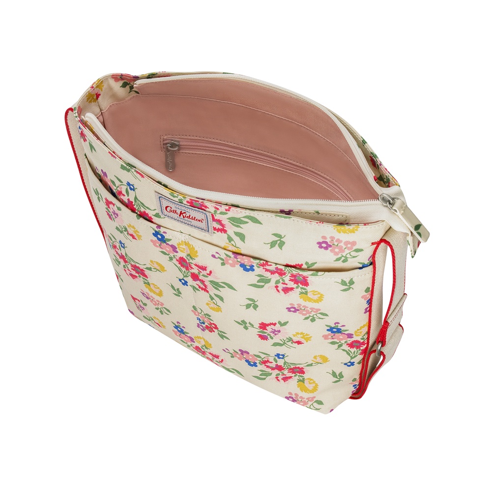 Cath Kidston - Túi đeo chéo Zipped Messenger Bag Summer Floral - 1001983 - Warm Cream