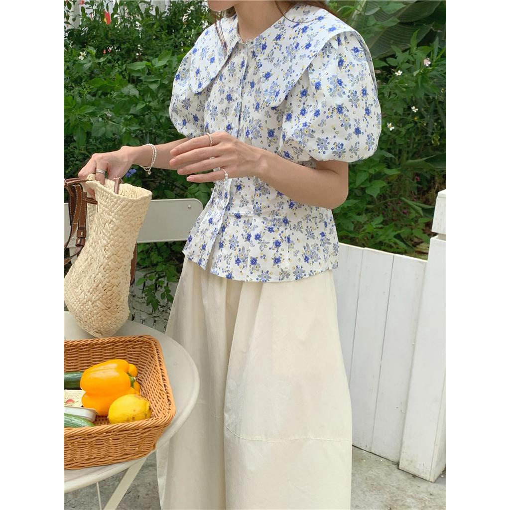 Áo Sơ Mi Hoa Ngắn Tay Phong Cách Hàn Quốc Mới 52580 Dành Cho Nữ