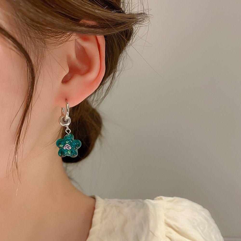 Bông Tai Dáng Dài Trong Suốt Phong Cách Retro Thanh Lịch Cho Nữ