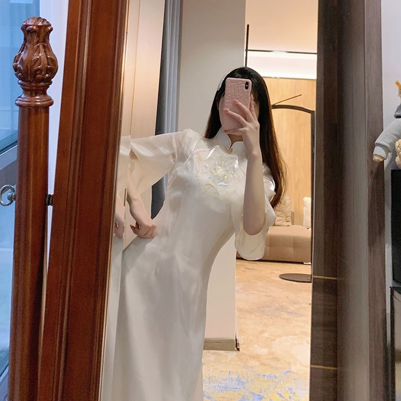 Váy Cách Tân Tơ Lụa Tiểu Thư