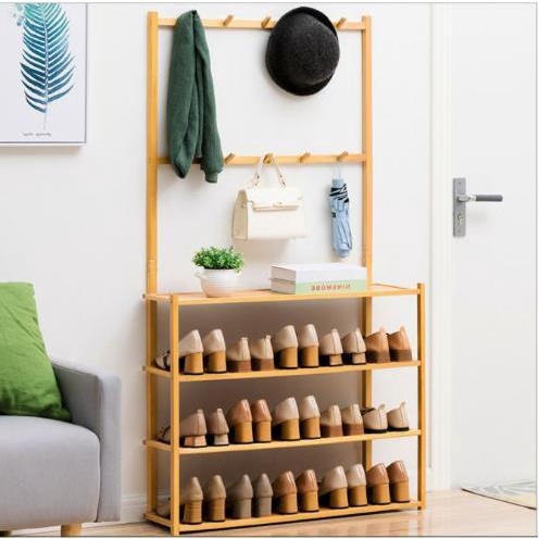 [Miễn Phí Ship] Kệ Treo Quần Áo, Kệ Giày, Kệ Để Đồ Đa Năng Gỗ Tre Kiểu Hàn Lắp Ghép Dễ Dàng Tiện Lợi Vệ Sinh Dễ Dàng