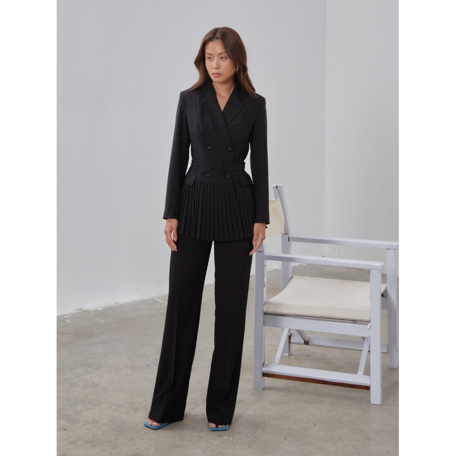 COCO SIN - Áo Vest Đen Phối Dập Ly