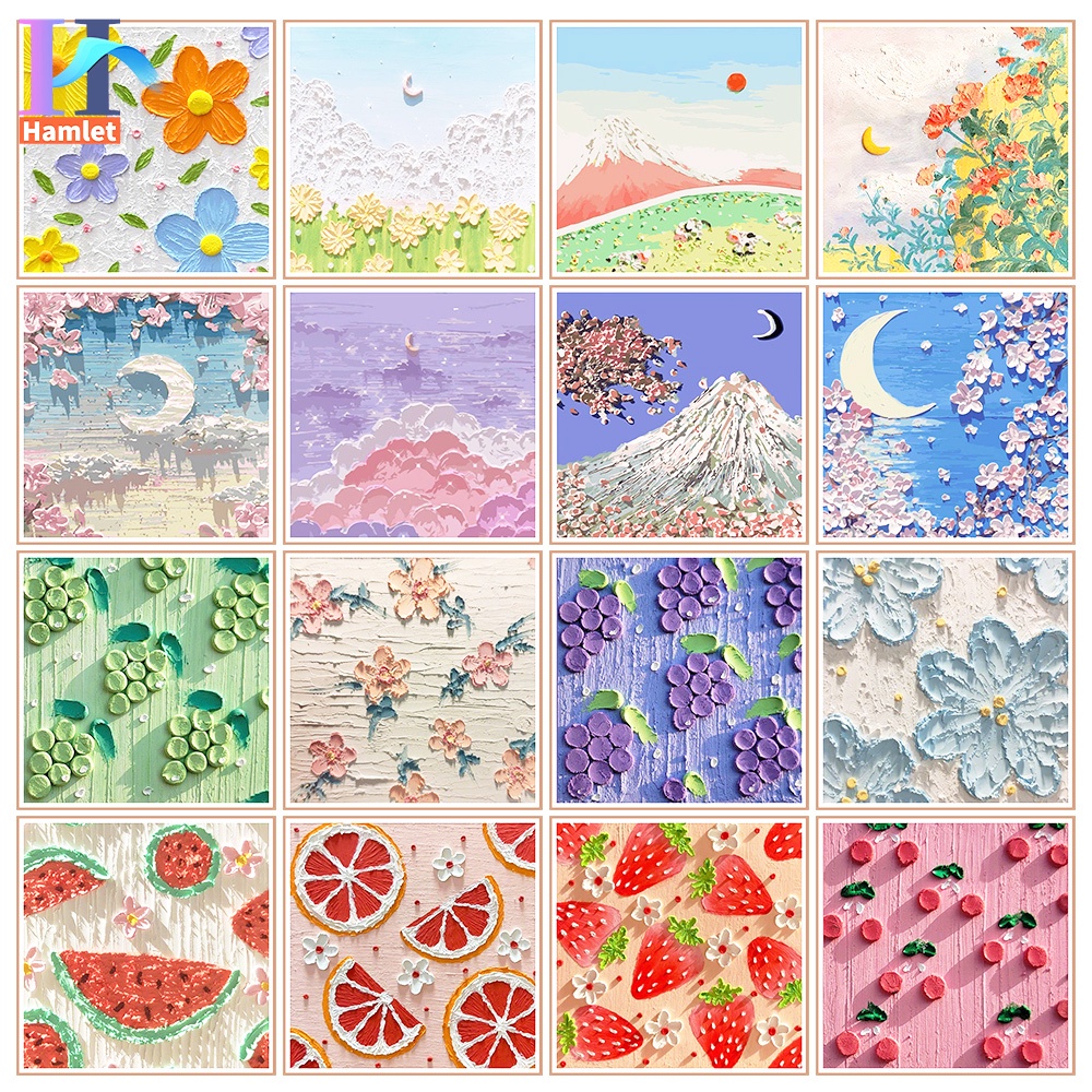 Bộ tranh sơn dầu acrylic Hamlet vải canvas tô màu theo số treo tường tinh tế trang trí nghệ thuật cỡ 20 * 20/30 * 30cm