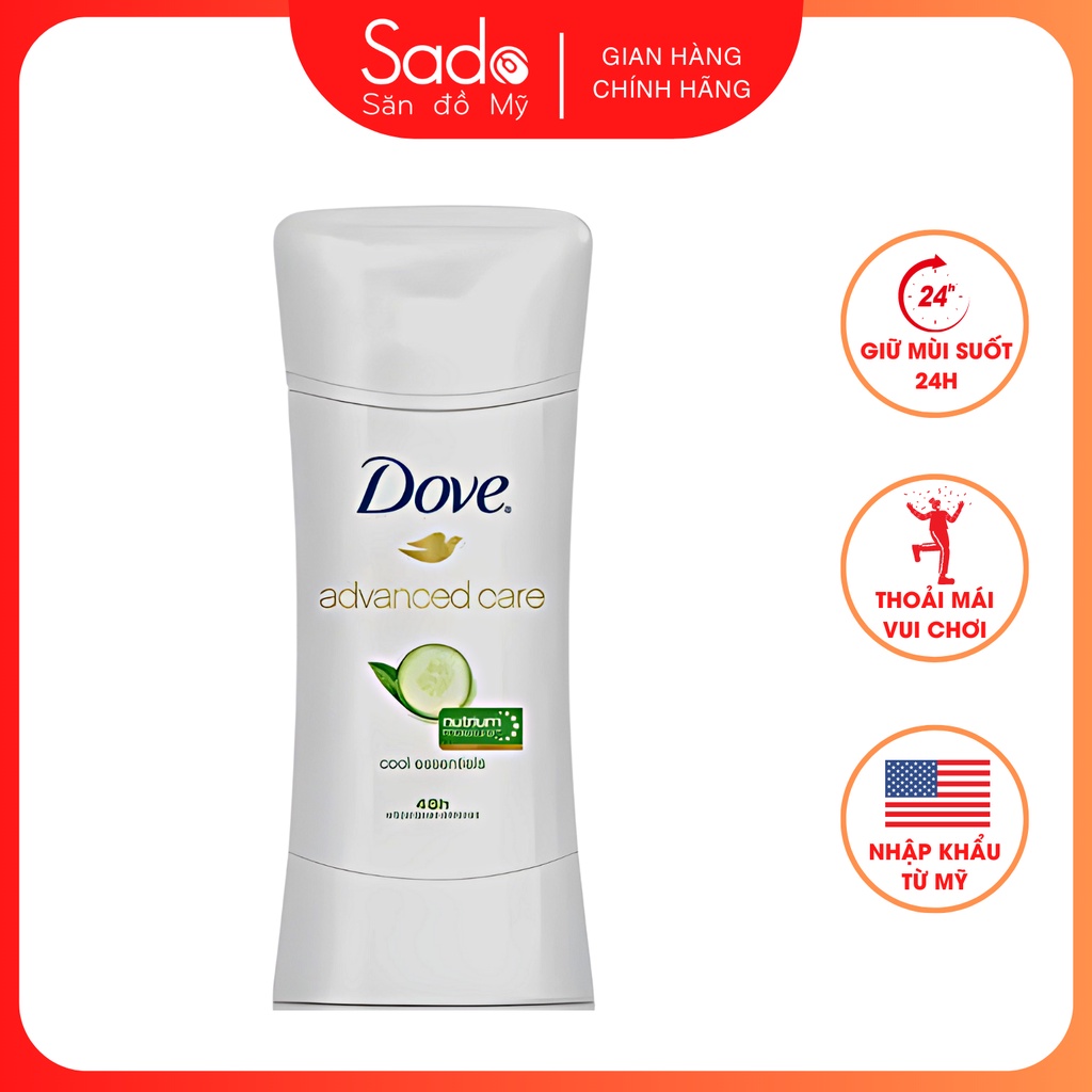 Lăn Khử Mùi Dove Advanced Care Cool Essentials Hương Dưa Leo Thơm Mát 74g