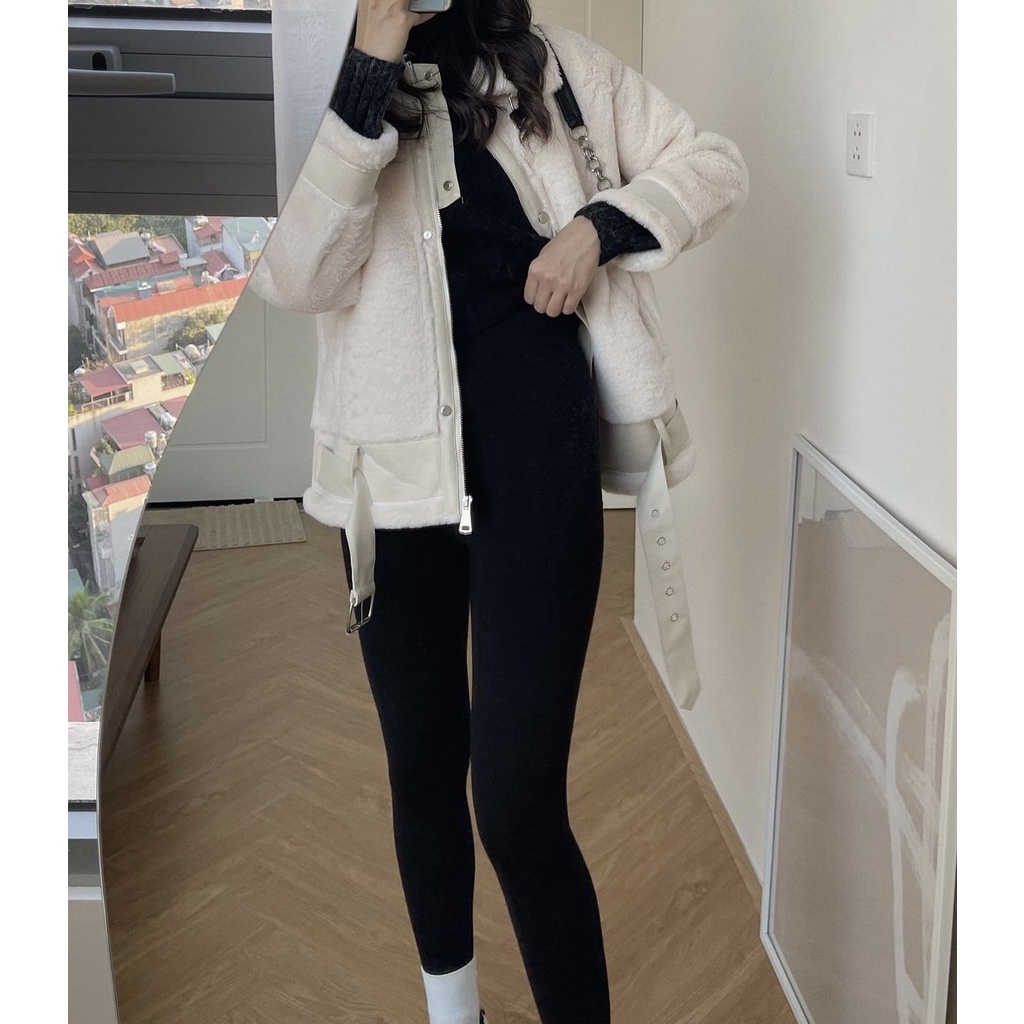 (Ảnh thật) Quần legging đen cạp cao gen bụng chất dày full túi giấy Mu ji hàng cao cấp Quảng Châu, quần legging cạp cao