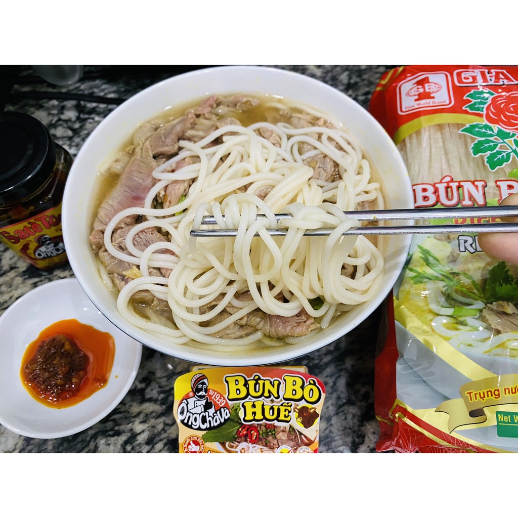 BÚN BÒ HUẾ KHÔ GIA BẢO 500GR, CỌNG BÚN TO NHƯ NGOÀI TIỆM MỀM NGON, SẢN PHẨM XUẤT KHẨU NƯỚC NGOÀI, loại xuất khẩu đạt chu