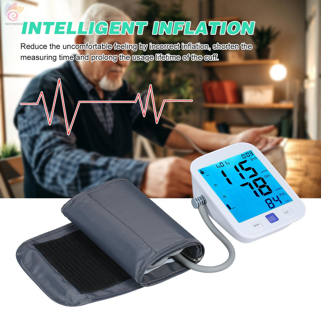 ET U81NH Automatic Upper-arm Blood Pressure Monitor Digital Blood Pressure Meter with Large Cuff Fits 8.7-inch to 16.5-inch Upper-arm Support 2×90 Sets of Data Record Pulse Machine BP Meter for Medical Household Use