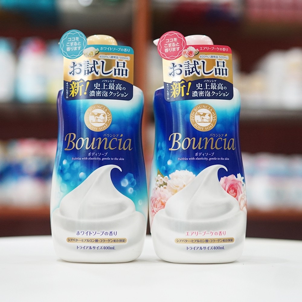 Sữa tắm Bouncia dưỡng ẩm, trắng da chiết xuất sữa bò chai 500ml (2 mùi)