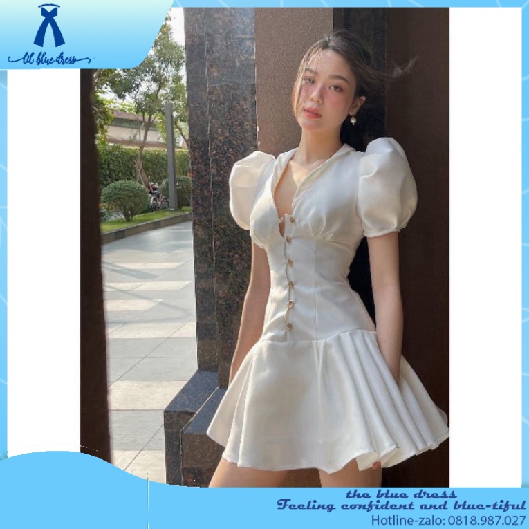 ✨QUẢNG CHÂU✨ Đầm trắng cổ V đuôi bèo xếp li Tata Dress 🔥FREESHIP🔥 lady xanh bigsize công chúa tiệc cưới giá r