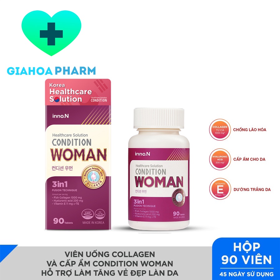 Viên uống collagen và cấp ẩm Condition Women hỗ trợ làm đẹp da - Hộp 90 viên