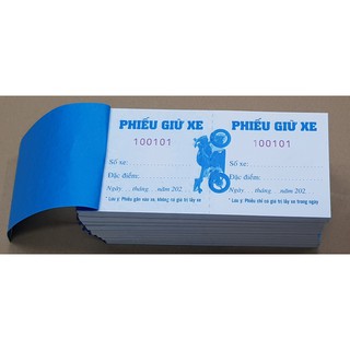Phiếu giữ xe in sẵn - block 10 cuốn