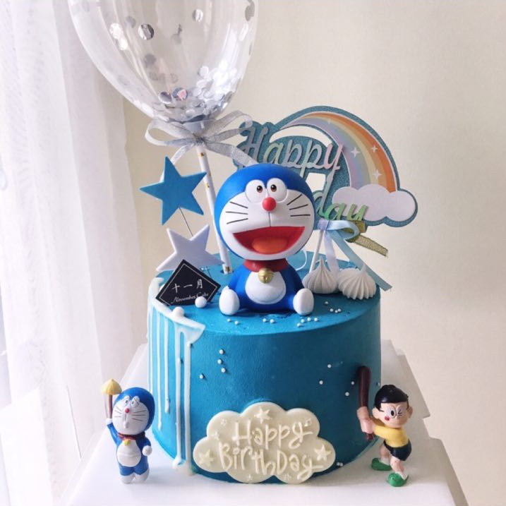 Bộ 6 mô hình nhân vật hoạt hình Doraemon đáng yêu dùng để trang trí bánh kem