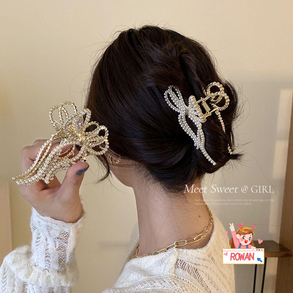 Kẹp Tóc Đính Ngọc Trai Bằng Kim Loại Chống Trượt Thời Trang|Nơ Kẹp Tóc