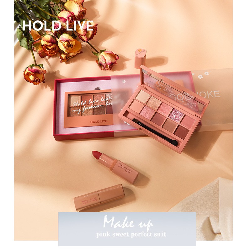 Hộp Quà Tặng Trang Điểm 4 Món HOLDLIVE Chocochoke Pink Sweet Perfect Suit HL386 ( Phấn Mắt + 3 Son Môi ) [ HOLD LIVE ]