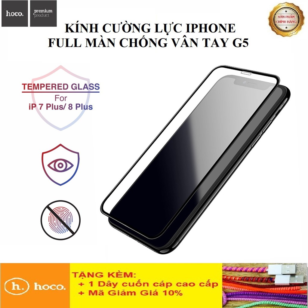 Kính Cường Lực Iphone Full Màn 💎Cao Cấp+Chính Hãng💎 Kính Cường Lực Hoco G5 siêu bền iphone 7/8/7plus/8plus/XS/XsMax/12