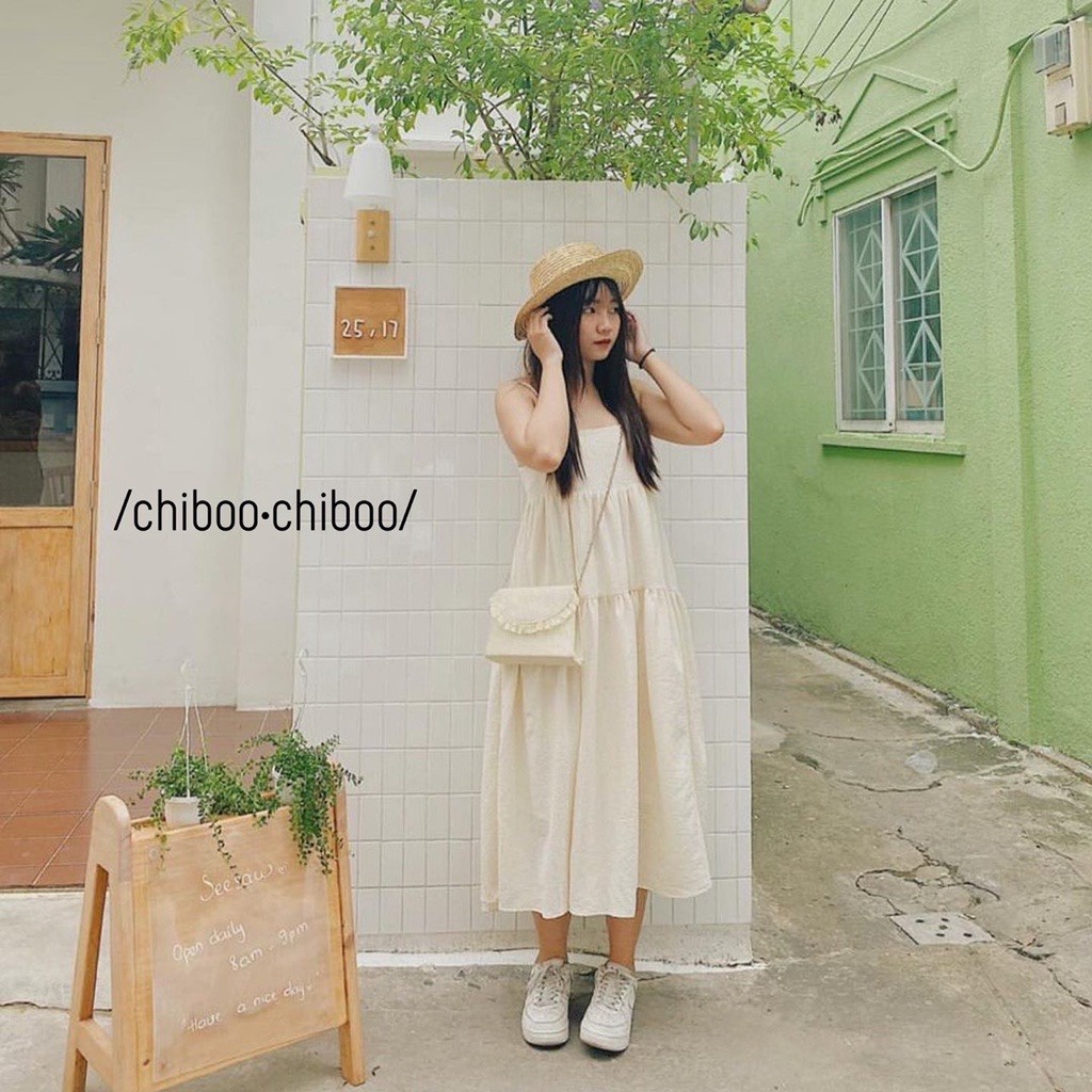 Váy maxi babydoll 3 tầng dáng xuông, váy đi biển vải đũi lụa đẹp MSP:LACO20