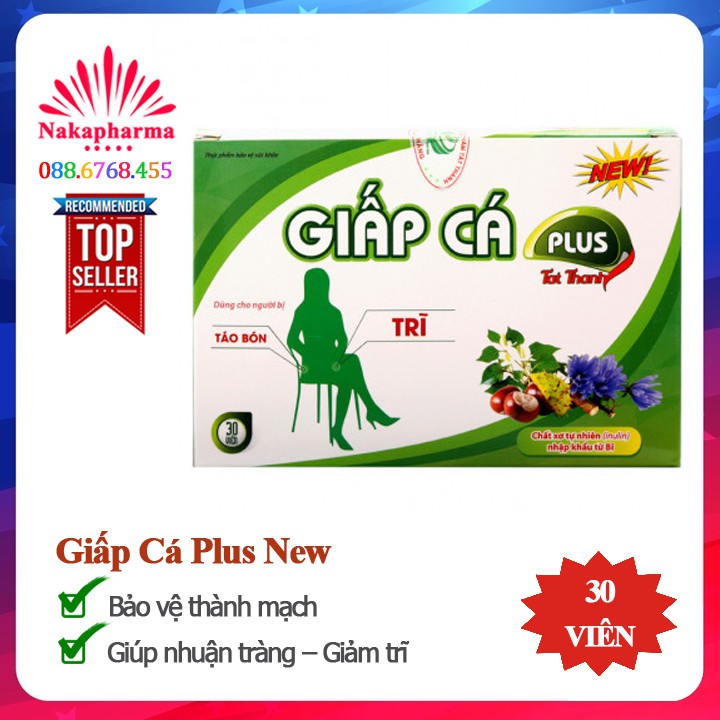 ✔️️️ Viên Giấp Cá Plus Tất Thành New – Giúp nhuận tràng, giảm trĩ nội trĩ ngoại, co búi trĩ, tăng sức bền thành mạch