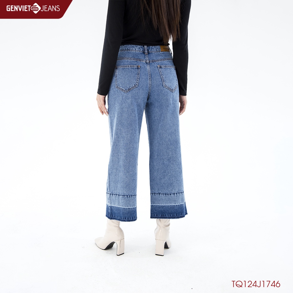 Quần Dài Jeans Nữ Gấu Xỏa GENVIET TQ124J1746