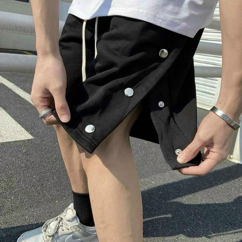 Quần short thun khuy nút Premium Cotton phông Unisex form rộng oversize- Gin Store