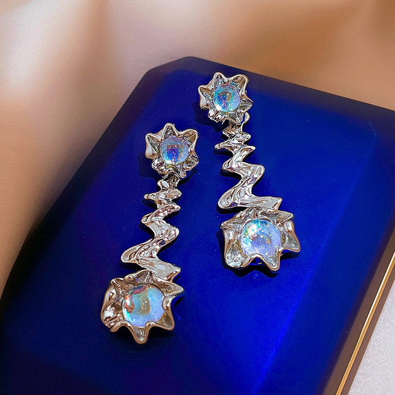 Khuyên Tai Kim Loại Đính Đá Phong Cách Âu Mỹ Thời Trang