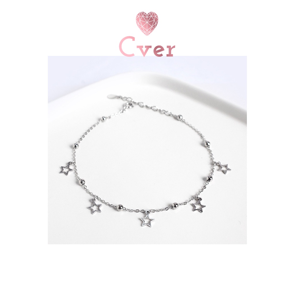 Lắc chân bạc Cver Silver S925 nữ thiết kế những ngôi sao may mắn, xinh xắn LC-E104