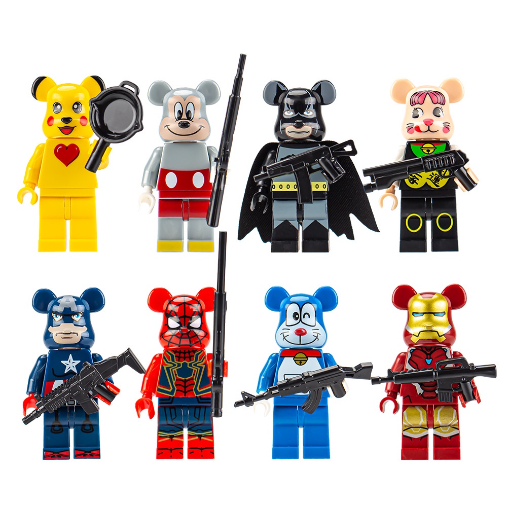 Bộ 8 Mô Hình Lắp Ráp Gấu Violent Bearbrick Tương Thích Với Lego