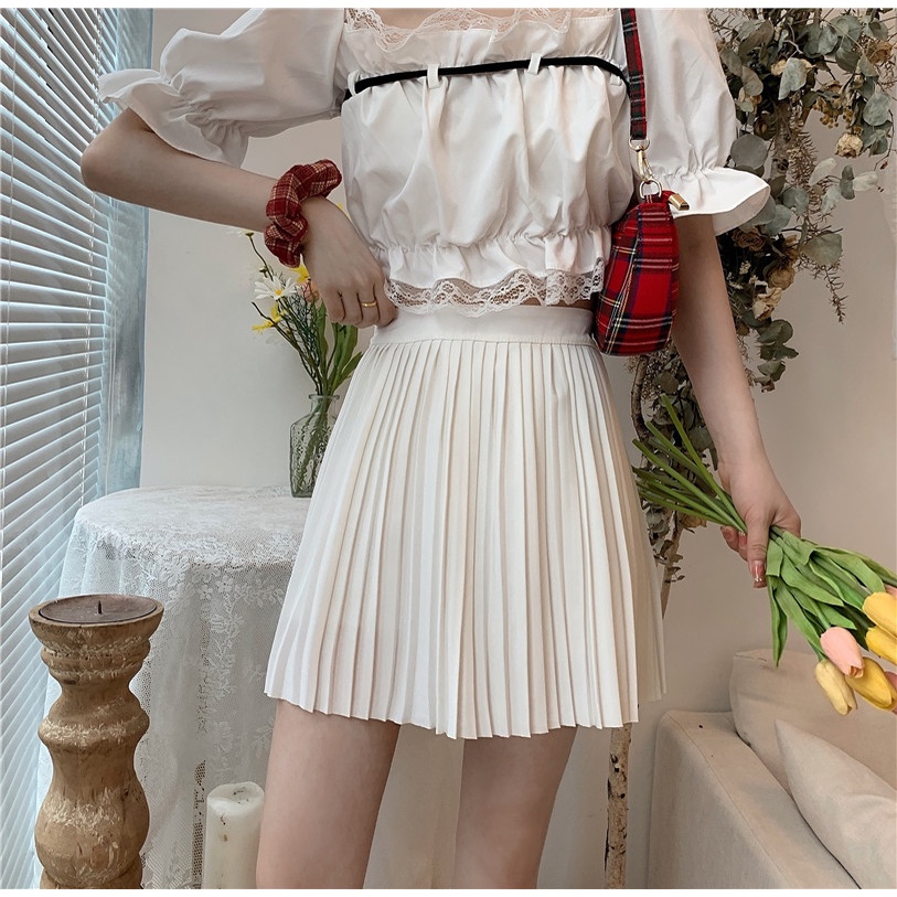 SUXI Chân Váy Ngắn Xếp Ly Lưng Cao Màu Sắc Thời Trang Mùa Hè Cho Nữ