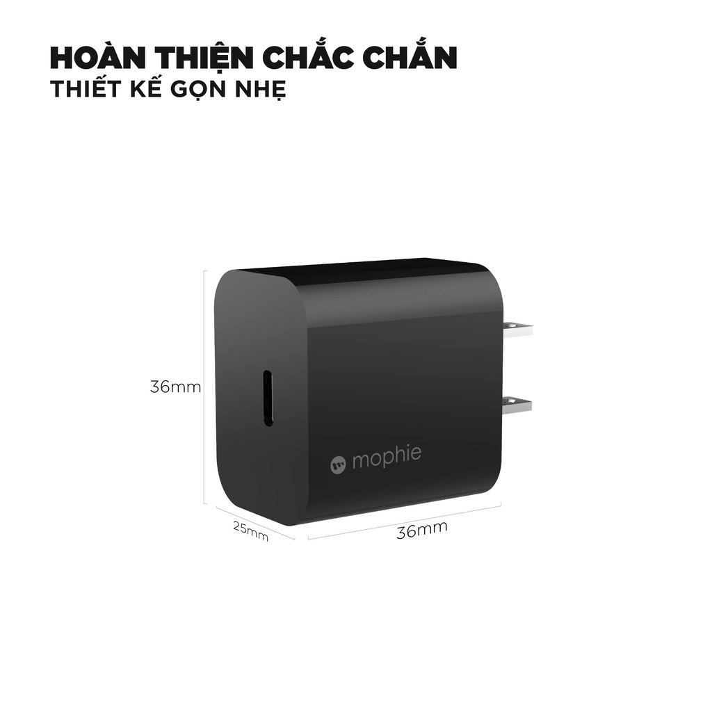 Cốc sạc, củ sạc nhanh Mophie Power Delivery 20W 1 USB-C - Hàng chính hãng